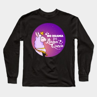 No Drama For Llama Funny Humor Cute Llama Quote Long Sleeve T-Shirt